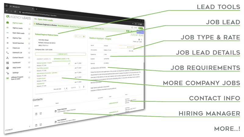 screenshot Open Web Leads job listing details